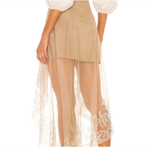 π€©WORN ONCE βοΈ NEW Tularosa Chiara Nude Embroidered Hi Low Skirt xxsmall - Picture 9 of 9
